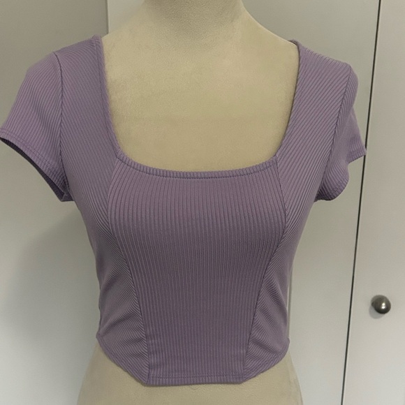 Altar'd State Tops - Altar'd State Lavender Ribbed Crop Top